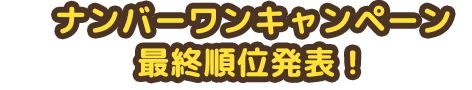 ナンバーワンキャンペーン最終順位発表！