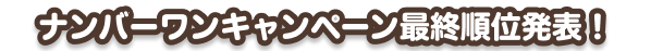 ナンバーワンキャンペーン最終順位発表！