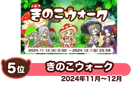 No.5 5位 きのこウォーク（2024年11月～12月）
