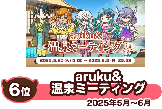 No.6 6位 aruku&温泉ミーティング（2025年5月～6月）